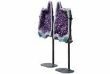 Deep-Purple Thumbs Up Amethyst Geode Pair on Metal Stands #214800-8